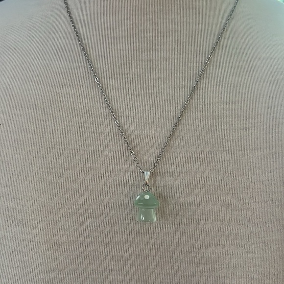 Mint Green Mushroom Pendant Necklace - Picture 2 of 5